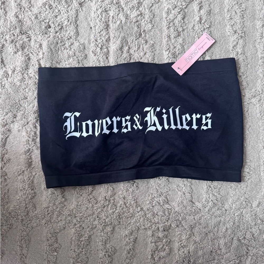 Black Crop Top with Gothic Text